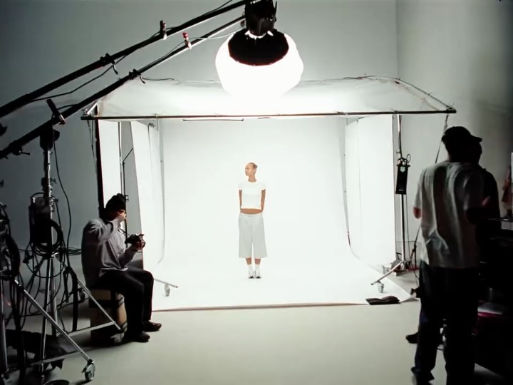 Behind the scenes at Sunbeam, with lighting and crew around the ASICS SportStyle set